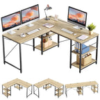 95.2 Inch L Shaped Desk with Shelves Home Office Computer Desk