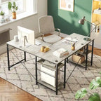95.2 Inch L Shaped Desk with Shelves Home Office Computer Desk