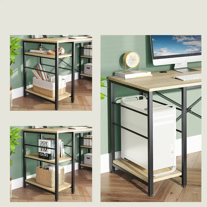 95.2 Inch L Shaped Desk with Shelves Home Office Computer Desk