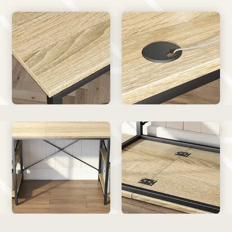 95.2 Inch L Shaped Desk with Shelves Home Office Computer Desk