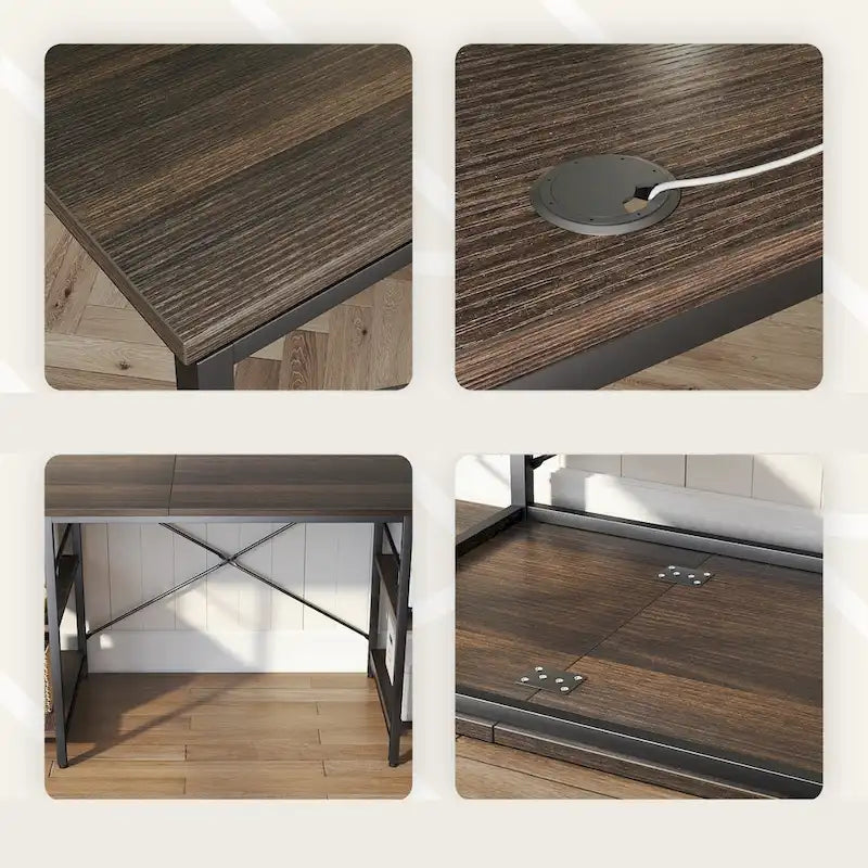 95.2 Inch L Shaped Desk with Shelves Home Office Computer Desk