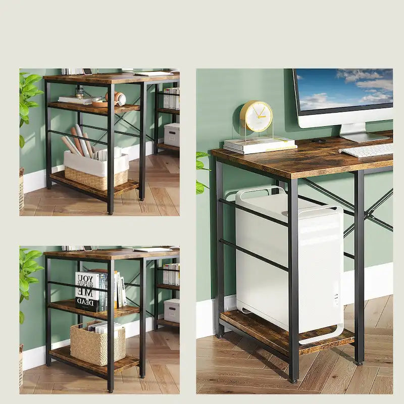 95.2 Inch L Shaped Desk with Shelves Home Office Computer Desk