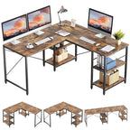95.2 Inch L Shaped Desk with Shelves Home Office Computer Desk