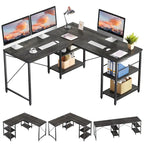 95.2 Inch L Shaped Desk with Shelves Home Office Computer Desk