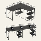 95.2 Inch L Shaped Desk with Shelves Home Office Computer Desk