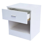 1-Drawer Metal Handle Bedside Cabinet Night Table White