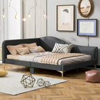 Full/Twin Size Upholstered Daybed with Headboard and Armrest, Support Legs, Full/Twin Size Bed