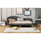 Full/Twin Size Upholstered Daybed with Headboard and Armrest, Support Legs, Full/Twin Size Bed