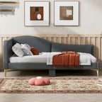Full/Twin Size Upholstered Daybed with Headboard and Armrest, Support Legs, Full/Twin Size Bed