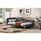 Full/Twin Size Upholstered Daybed with Headboard and Armrest, Support Legs, Full/Twin Size Bed