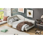 Full/Twin Size Upholstered Daybed with Headboard and Armrest, Support Legs, Full/Twin Size Bed