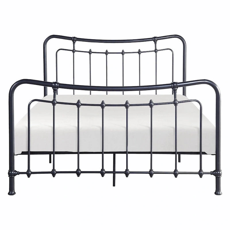 Engel Full Size Bed, Metal Spindle Frame in Gray Finish, Traditional Style