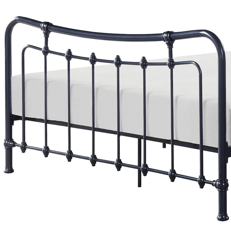 Engel Full Size Bed, Metal Spindle Frame in Gray Finish, Traditional Style