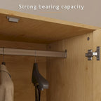 110  W Rattan Style Family Wardrobe Armoire Closet Storage Set - N/A