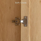 110  W Rattan Style Family Wardrobe Armoire Closet Storage Set - N/A