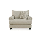 Asen 51 Inch Wide Oversized Chair, 1 Pillow, Rolled Arms, Beige Polyester