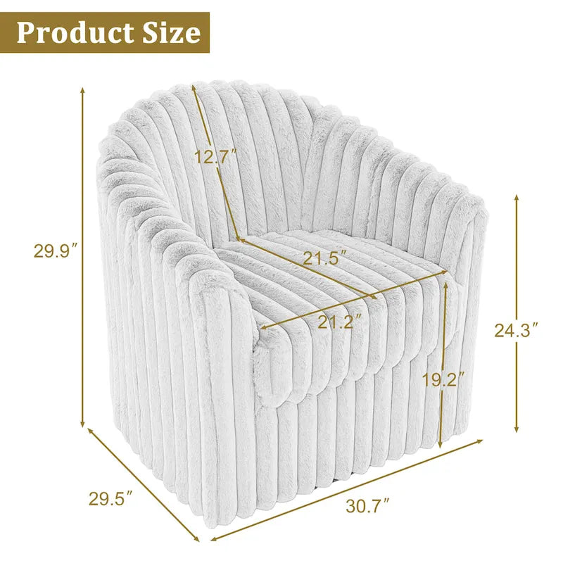 30.7  W Faux Fur Upholstered Accent Chair Swivel Barrel Chair
