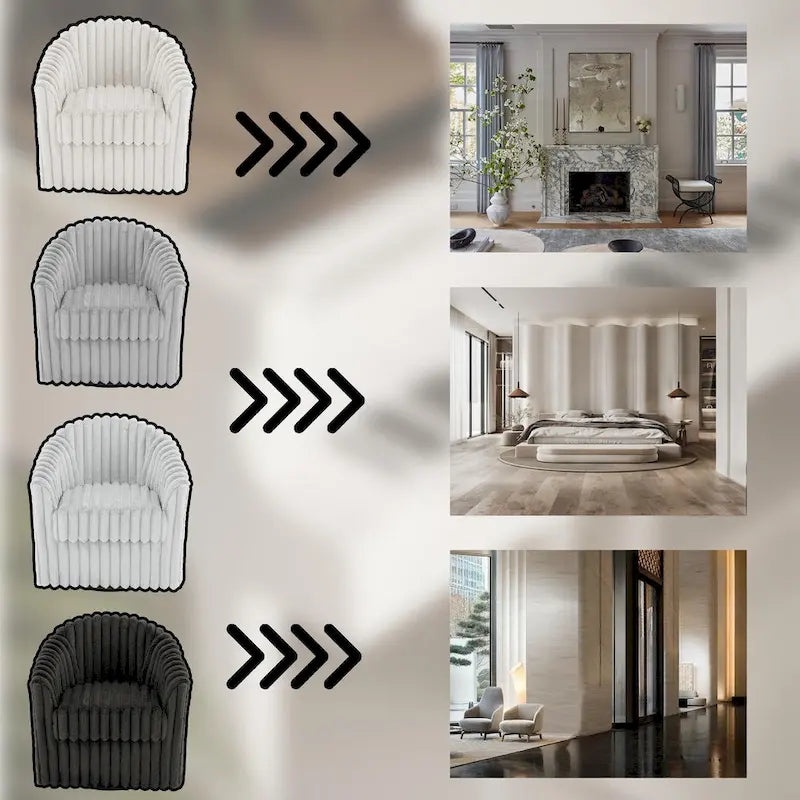 30.7  W Faux Fur Upholstered Accent Chair Swivel Barrel Chair