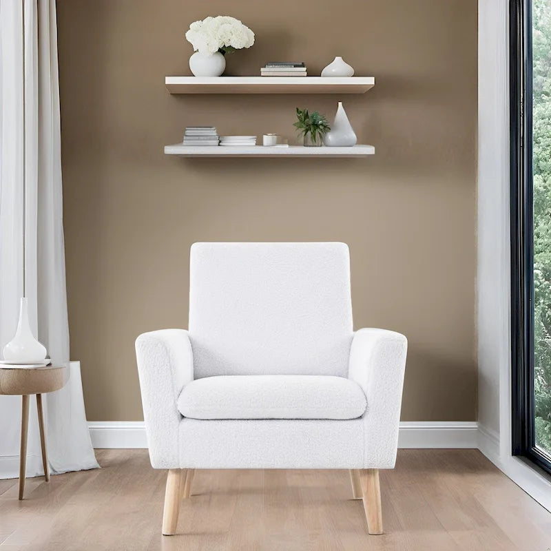 Mid-century Modern Chair Durable Wood frame Accent Chairs for Living Room Reading Chair with armrest