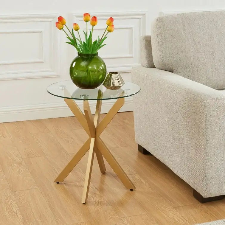 19.7   End Table With Glass Top