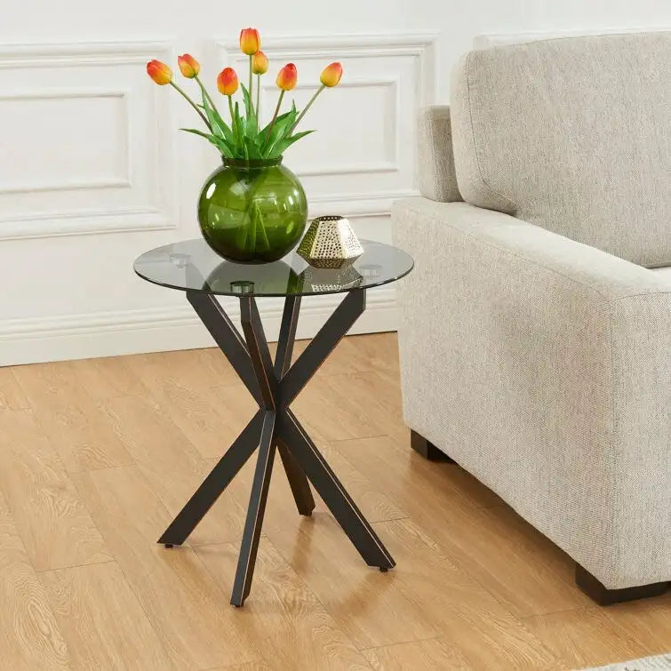 19.7   End Table With Glass Top
