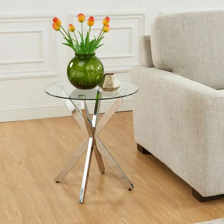 19.7   End Table With Glass Top