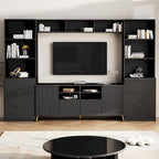 4-Piece Entertainment Wall Unit with 13 Shelves, 8 Drawers, and 2 Cabinets