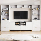 4-Piece Entertainment Wall Unit with 13 Shelves, 8 Drawers, and 2 Cabinets