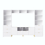 4-Piece Entertainment Wall Unit with 13 Shelves, 8 Drawers, and 2 Cabinets