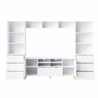 4-Piece Entertainment Wall Unit with 13 Shelves, 8 Drawers, and 2 Cabinets