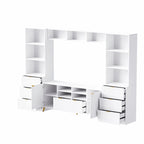 4-Piece Entertainment Wall Unit with 13 Shelves, 8 Drawers, and 2 Cabinets