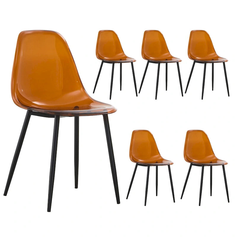 Set of 6 modern minimalist transparent dining chairs