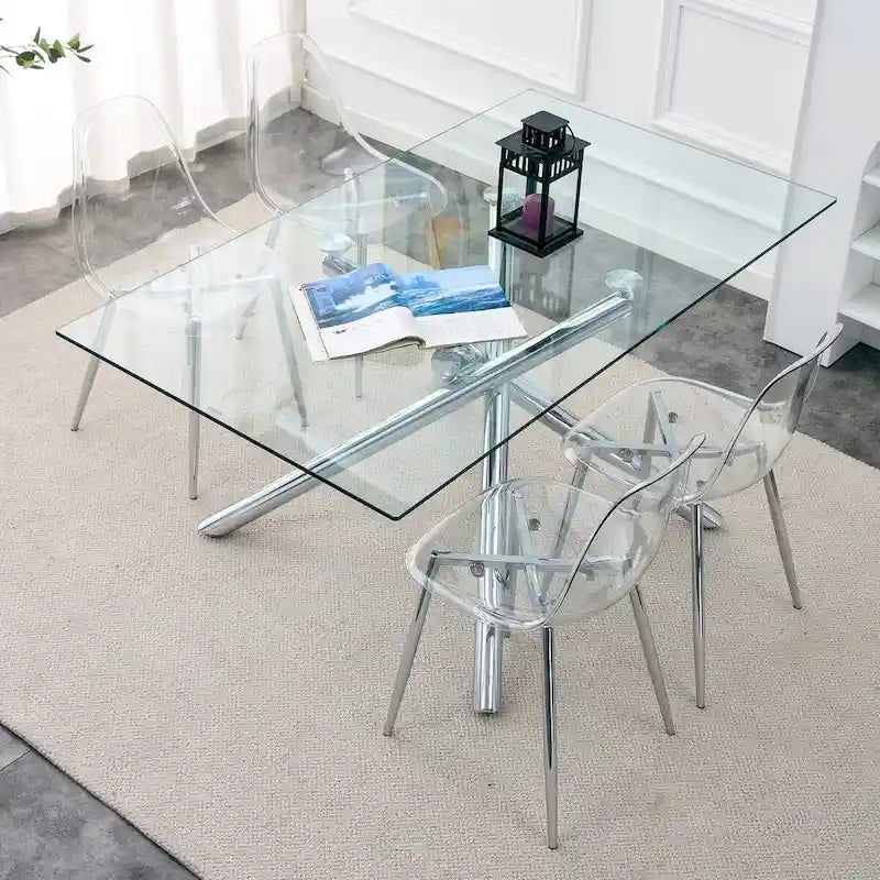 Set of 6 modern minimalist transparent dining chairs