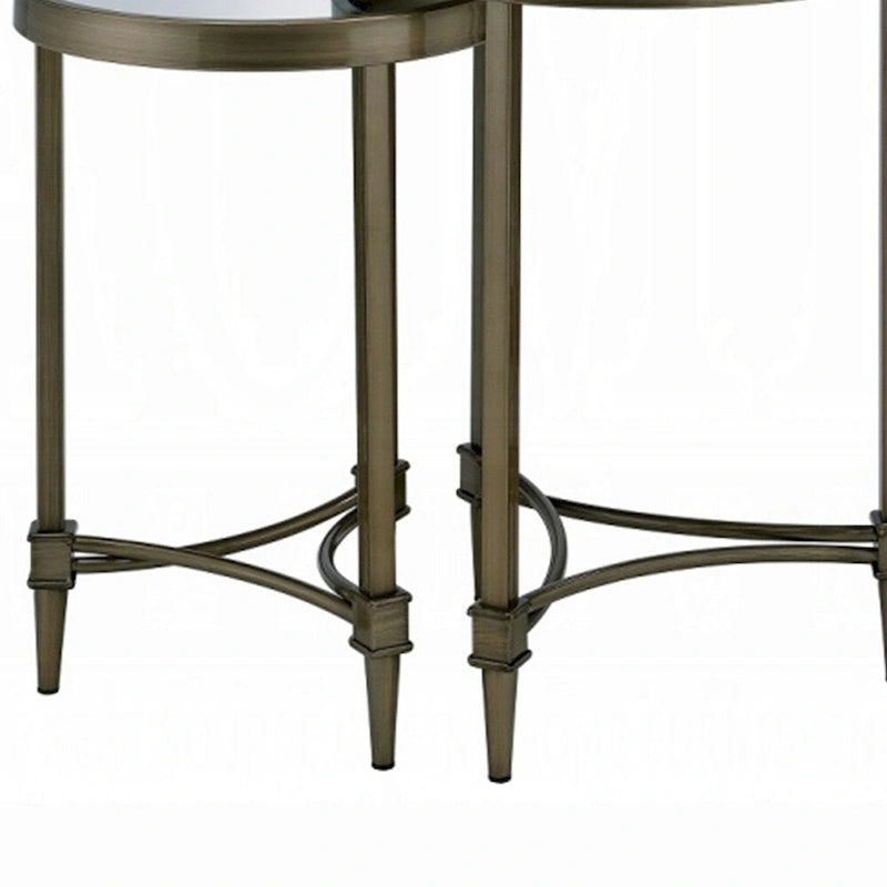 ACME ADITYA NESTING TABLE Mirrored & Antique Brass Finish
