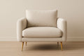 Beige fabric armchair with metal legs