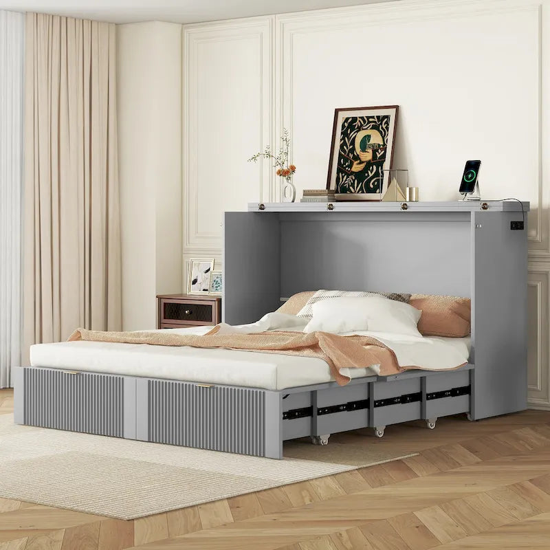 Merax Murphy Bed with drawer and a set of Sockets & USB Ports