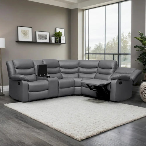 106   Manual Reclining Modular Sectional Couch with 1 Console & 2 Cup Holders, Living Room/Office