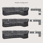 106   Manual Reclining Modular Sectional Couch with 1 Console & 2 Cup Holders, Living Room/Office