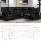 106   Manual Reclining Modular Sectional Couch with 1 Console & 2 Cup Holders, Living Room/Office