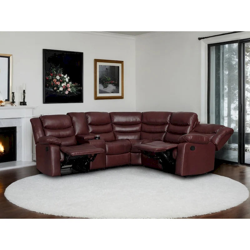 106   Manual Reclining Modular Sectional Couch with 1 Console & 2 Cup Holders, Living Room/Office