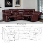 106   Manual Reclining Modular Sectional Couch with 1 Console & 2 Cup Holders, Living Room/Office