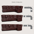 106   Manual Reclining Modular Sectional Couch with 1 Console & 2 Cup Holders, Living Room/Office