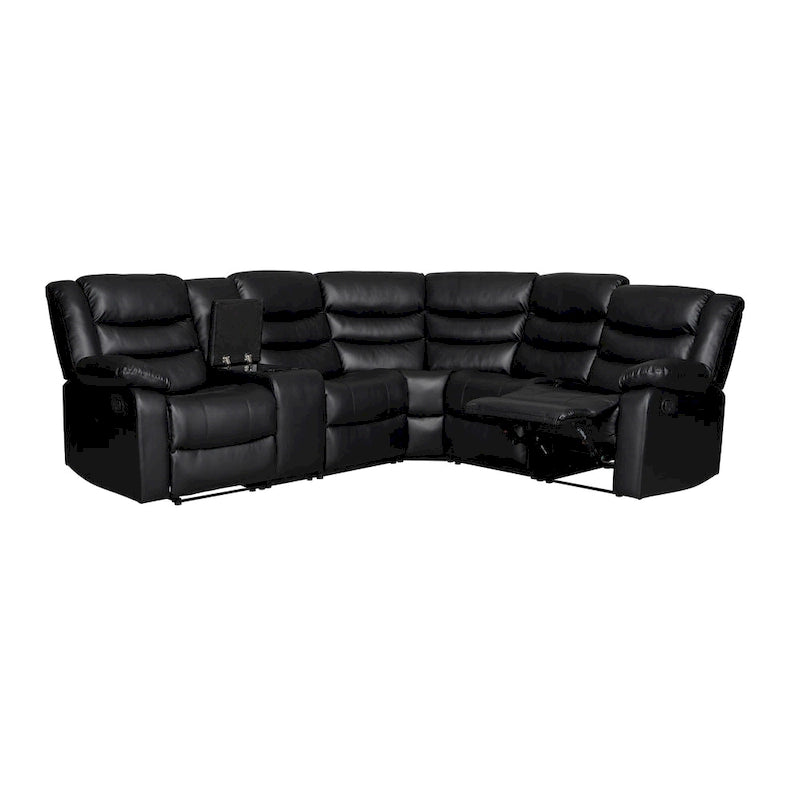 106   Manual Reclining Modular Sectional Couch with 1 Console & 2 Cup Holders, Living Room/Office