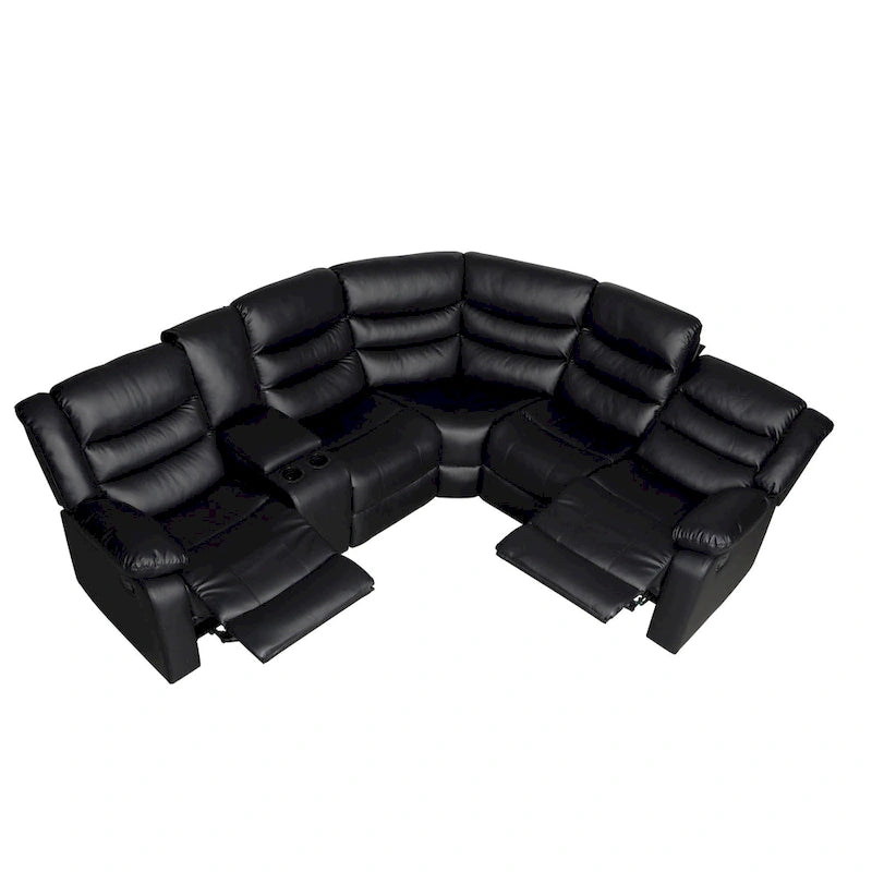 106   Manual Reclining Modular Sectional Couch with 1 Console & 2 Cup Holders, Living Room/Office