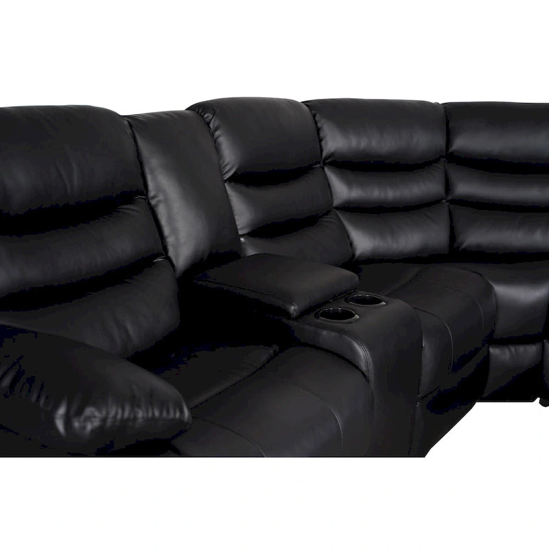 106   Manual Reclining Modular Sectional Couch with 1 Console & 2 Cup Holders, Living Room/Office