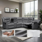 106   Manual Reclining Modular Sectional Couch with 1 Console & 2 Cup Holders, Living Room/Office