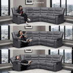 106   Manual Reclining Modular Sectional Couch with 1 Console & 2 Cup Holders, Living Room/Office