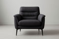 Armchair in black polyester fabric with metal frame