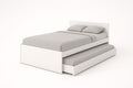 Wooden trundle bed and grey mattress