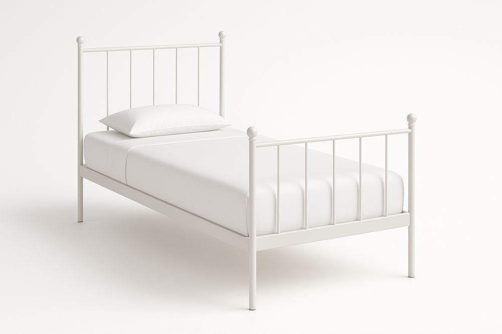 Single bed in white metal 200x90 cm